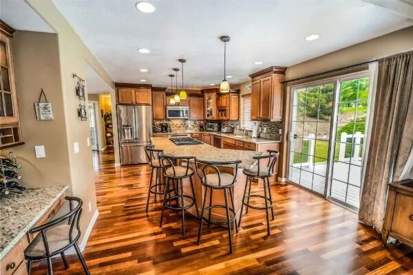 Kitchen with new hardwood flooring